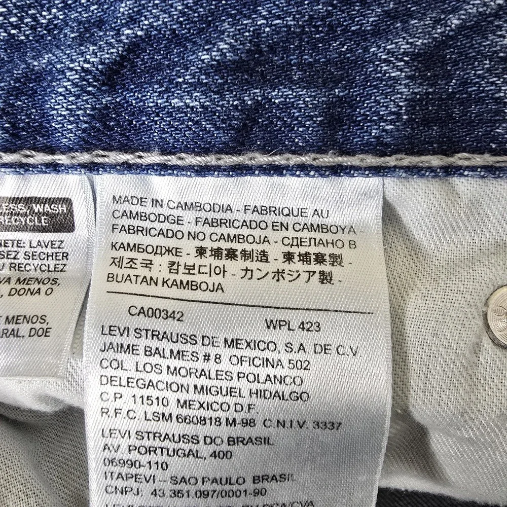 Levis‎ 511 Jeans Mens 32x34 Light Blue Wash Whiskered Denim Slim Straight Leg